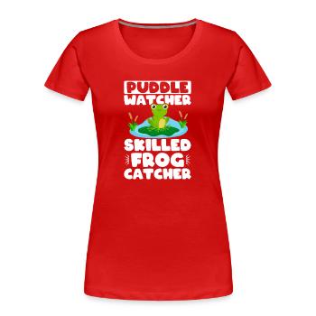 Frog Catcher Puddle Watcher Skilled Frog - Women's Premium Organic T-Shirt - red - Front - Mia (176cm)