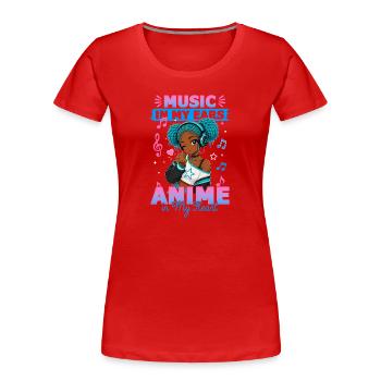 Anime and Music Chibi Black Girl - Frauen Premium Bio T-Shirt - Rot - Vorne - Mia (176cm)