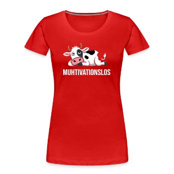 Muhtvations : Drôle de vache paresseuse qui s’exprime pour un poste - T-shirt bio Premium Femme - rouge - Devant - Mia (176cm)