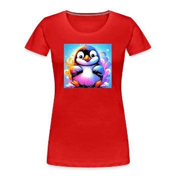 pingouin - T-shirt bio Premium Femme - rouge - Devant - Mia (176cm)