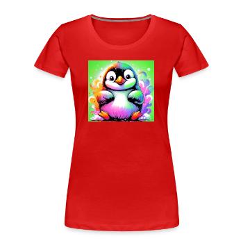 pingouin - T-shirt bio Premium Femme - rouge - Devant - Mia (176cm)