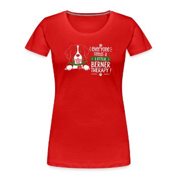 Bernese Mountain Dog Little Berner Therapy Humor - Women's Premium Organic T-Shirt - red - Front - Mia (176cm)