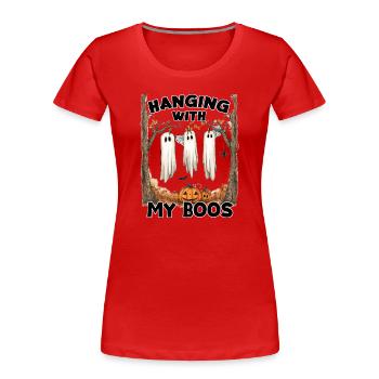 Halloween Ghost Friends Autumn Humor Scary Motif - Women's Premium Organic T-Shirt - red - Front - Mia (176cm)