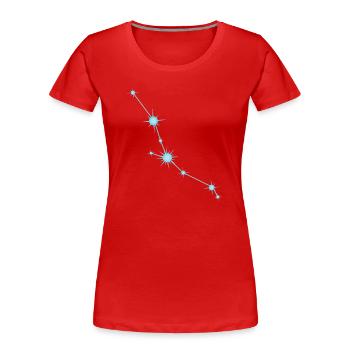 Signe astrologique de la constellation de l’étoile du Taureau Bleu pastel - T-shirt bio Premium Femme - rouge - Devant - Mia (176cm)