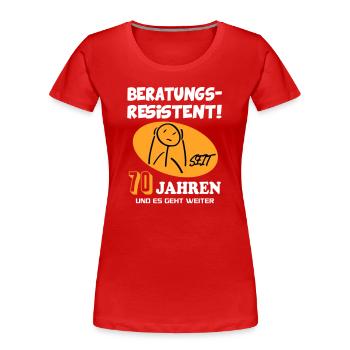 Comic Geburtstag 80 Jahre Happy Birthday - Frauen Premium Bio T-Shirt - Rot - Vorne - Mia (176cm)