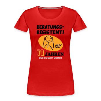 Comic Geburtstag 70 Jahre Happy Birthday - Frauen Premium Bio T-Shirt - Rot - Vorne - Mia (176cm)
