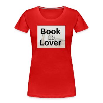 Book Lover Bold Typography - Women's Premium Organic T-Shirt - red - Front - Mia (176cm)