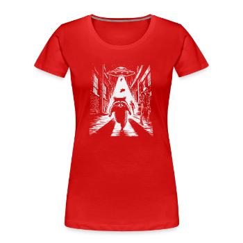 UFO raccoon Guardians Rocket in street light - Women's Premium Organic T-Shirt - red - Front - Mia (176cm)