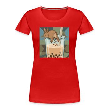 Bubble Tea Boba Drôle de Lapin mignon - T-shirt bio Premium Femme - rouge - Devant - Mia (176cm)