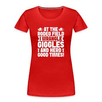 Rires à cheval de rodéo et bons moments de troupeau - T-shirt bio Premium Femme - rouge - Devant - Mia (176cm)