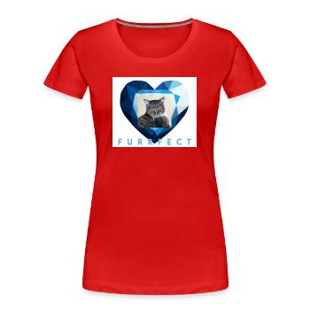 Furrfect Blue Diamond Heart Tabby-Katzen-Ästhetik - Frauen Premium Bio T-Shirt - Rot - Vorne - Mia (176cm)