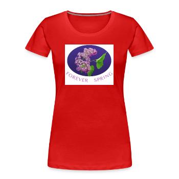 FOREVER SPRING Flieder Fotodruck - Frauen Premium Bio T-Shirt - Rot - Vorne - Mia (176cm)