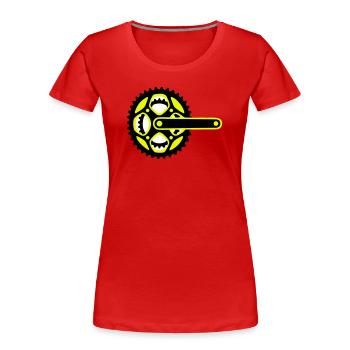 Icône de plateau de vélo - T-shirt bio Premium Femme - rouge - Devant - Mia (176cm)