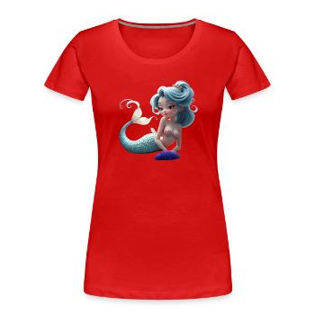Coral Blue Mermaid Queen - Women's Premium Organic T-Shirt - red - Front - Mia (176cm)