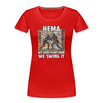 Chasseurs HEMA : Escrime historique et chevalerie - T-shirt bio Premium Femme - rouge - Devant - Mia (176cm)