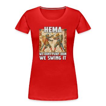 Ancient Blade Arts : Épée longue d’épée HEMA - T-shirt bio Premium Femme - rouge - Devant - Mia (176cm)