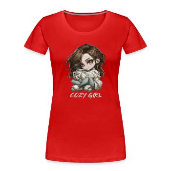 Cozy Girl Chibi Cocoa Winter Gift - Women's Premium Organic T-Shirt - red - Front - Mia (176cm)