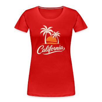 Palm Trees and California Sunset - Women's Premium Organic T-Shirt - red - Front - Mia (176cm)