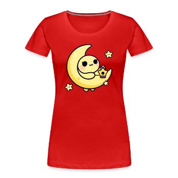 Moonlit Cute Moon with Star Lantern - Women's Premium Organic T-Shirt - red - Front - Mia (176cm)