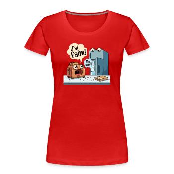 J'ai Faim Humour Grille-Pain Frigo - T-shirt bio Premium Femme - rouge - Devant - Mia (176cm)