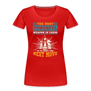 Échiquier des joueurs d’échecs - T-shirt bio Premium Femme - rouge - Devant - Mia (176cm)