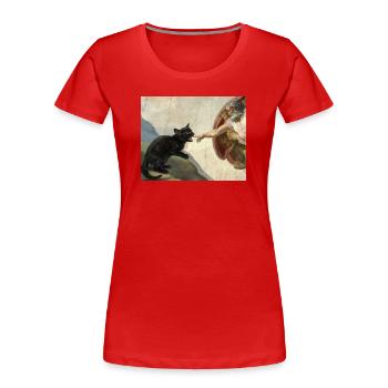 Chat gifle la main de Dieu Mème des chats drôles - T-shirt bio Premium Femme - rouge - Devant - Mia (176cm)