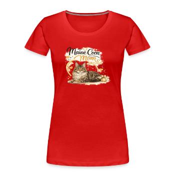 Amour de maman chat Maine Coon - T-shirt bio Premium Femme - rouge - Devant - Mia (176cm)