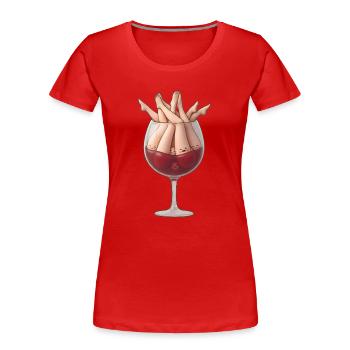 Legs in Wine Glass — Playful Cartoon - Women's Premium Organic T-Shirt - red - Front - Mia (176cm)