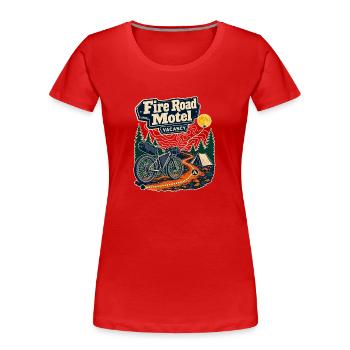 Premier vélo tout-terrain au Fire Road Motel d’une nuit - T-shirt bio Premium Femme - rouge - Devant - Mia (176cm)