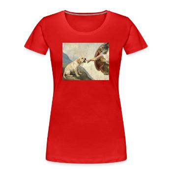 Dog God Hand Labrador Dogs meme - Women's Premium Organic T-Shirt - red - Front - Mia (176cm)
