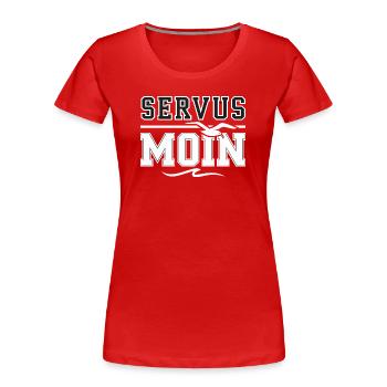  Servus Moin Nordsee Ostsee Küste Möwe Welle - Frauen Premium Bio T-Shirt - Rot - Vorne - Mia (176cm)