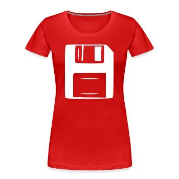 Computer Diskette PC Retro 80er 90er Jahre  - Frauen Premium Bio T-Shirt - Rot - Vorne - Mia (176cm)