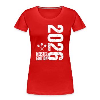 Darts Meister 2026, Kreisliga Shirt Weiß - Frauen Premium Bio T-Shirt - Rot - Vorne - Mia (176cm)