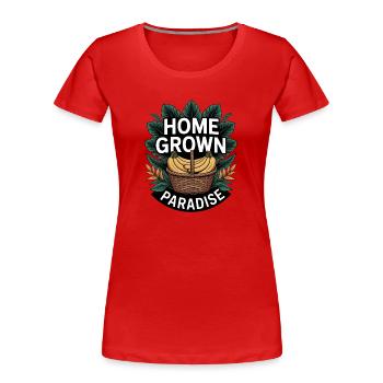 Jardin tropical du Paradis Cultivé à la maison - T-shirt bio Premium Femme - rouge - Devant - Mia (176cm)