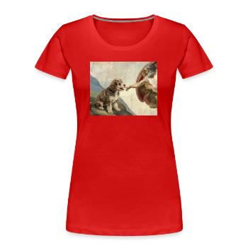Dog God Hand Poodle Dogs meme - Women's Premium Organic T-Shirt - red - Front - Mia (176cm)