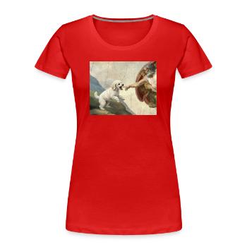 Dog God Hand Poodle Dogs meme - Women's Premium Organic T-Shirt - red - Front - Mia (176cm)