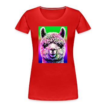 Alpaka - Frauen Premium Bio T-Shirt - Rot - Vorne - Mia (176cm)