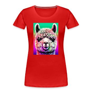 Alpaca - Women's Premium Organic T-Shirt - red - Front - Mia (176cm)