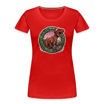 Couronne de Noël de Rapace - Festive de Dino - T-shirt bio Premium Femme - rouge - Devant - Mia (176cm)