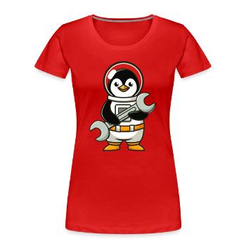 Astronaute Pingouin avec une clé à molette - T-shirt bio Premium Femme - rouge - Devant - Mia (176cm)