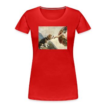 Dog God Hand Beagle Dog meme - Women's Premium Organic T-Shirt - red - Front - Mia (176cm)
