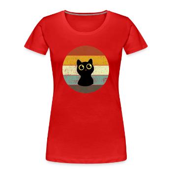 Cute Cat Retro Sunset Vintage Style - Women's Premium Organic T-Shirt - red - Front - Mia (176cm)
