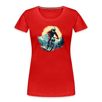 Portrait en VTT - T-shirt bio Premium Femme - rouge - Devant - Mia (176cm)