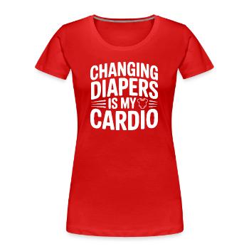 Changer les couches, c’est mon cardio - T-shirt bio Premium Femme - rouge - Devant - Mia (176cm)