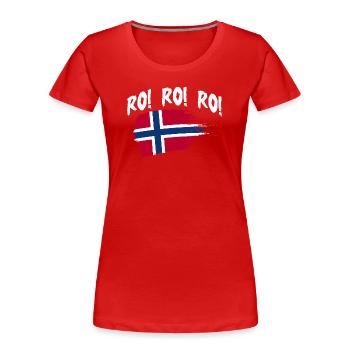 Norway Norge Fjords Scandinavian Ro Viking ship - Frauen Premium Bio T-Shirt - Rot - Vorne - Mia (176cm)