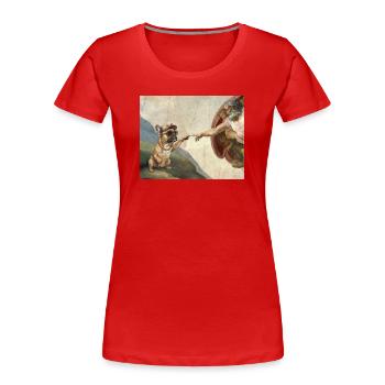 Dog God Hand French Bulldog Dog meme - Women's Premium Organic T-Shirt - red - Front - Mia (176cm)