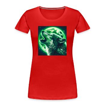 Wolf heult zum Vollmond - Frauen Premium Bio T-Shirt - Rot - Vorne - Mia (176cm)