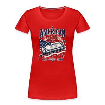 Instrument Harmonika Country-Music Mundharmonika - Frauen Premium Bio T-Shirt - Rot - Vorne - Mia (176cm)
