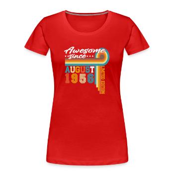 August 1956 Vintage Retro Birthday Gift - Women's Premium Organic T-Shirt - red - Front - Mia (176cm)
