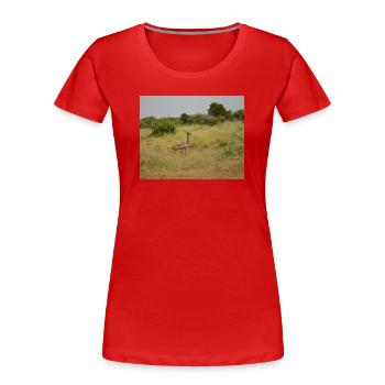 Hirsche im Steppengras - Frauen Premium Bio T-Shirt - Rot - Vorne - Mia (176cm)
